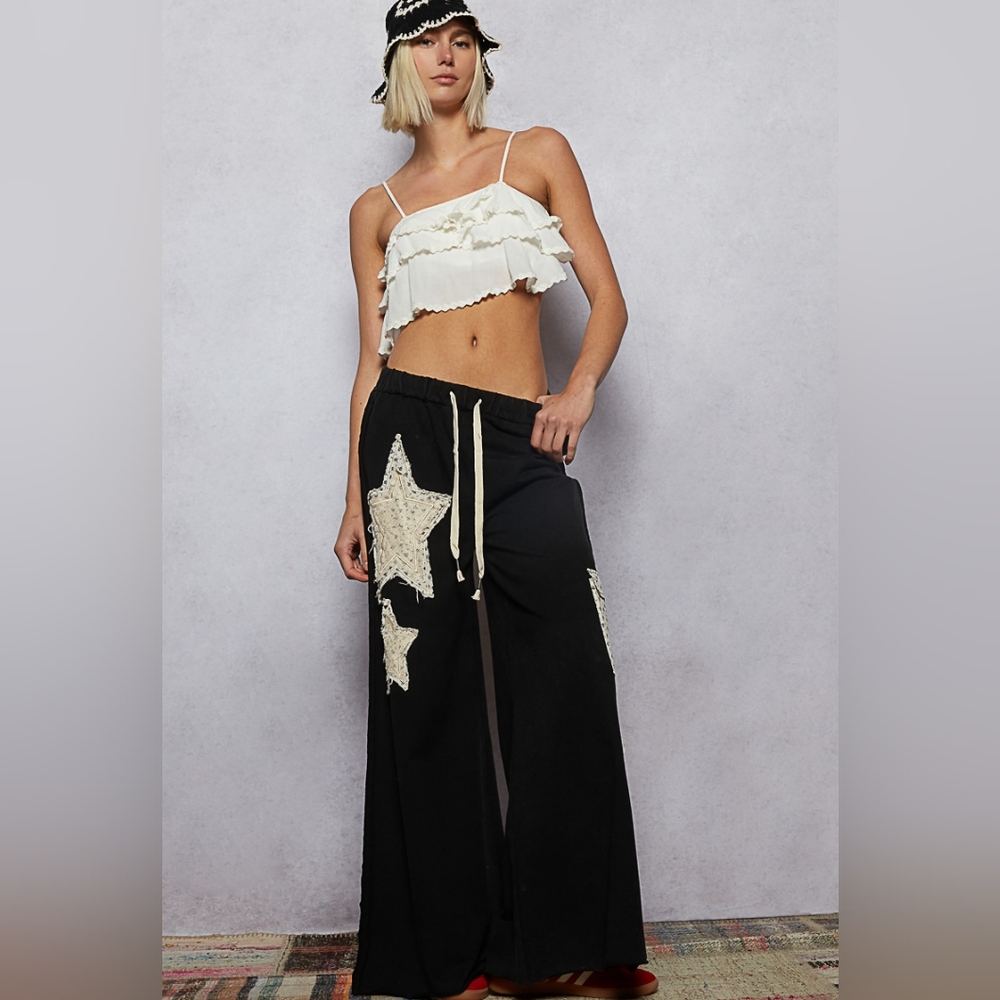 POL STAR PATCH WIDE LEG RELAXED FIT PANTS FINAL PRICE!